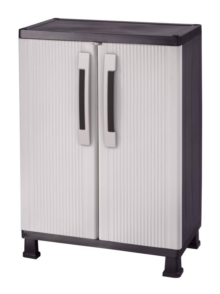 HDX Plastic Freestanding Garage Cabinet in Gray (27 in. W x 36 in. H x 15 in. D)