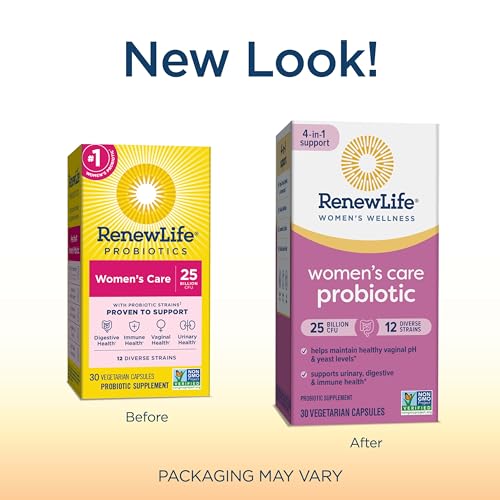 Renew Life Women's Probiotic Capsules, Supports pH Balance for Women, Vaginal, Urinary, Digestive and Immune Health, L. Rhamnosus GG, Dairy, Soy and Gluten-Free, 25 Billion CFU - 60 Ct