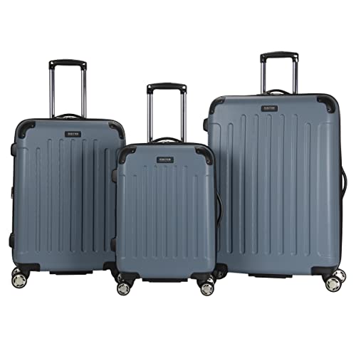 Kenneth Cole REACTION Renegade Luggage Expandable 8-Wheel Spinner Lightweight Hardside Suitcase, Navy Blue, 20-Inch Carry On