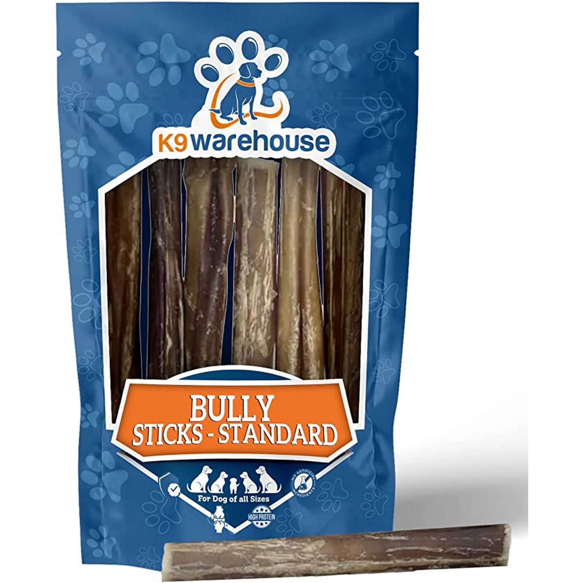 K9warehouse - Bully Sticks Chew - 6-Inch(12 Count, 16-27g)- Ultimate Delight for Dogs - Premium Grass-Fed Beef Chews - Boost Joint & Dental Health - Rawhide-Free Treats- Ideal for All Breeds & Puppies