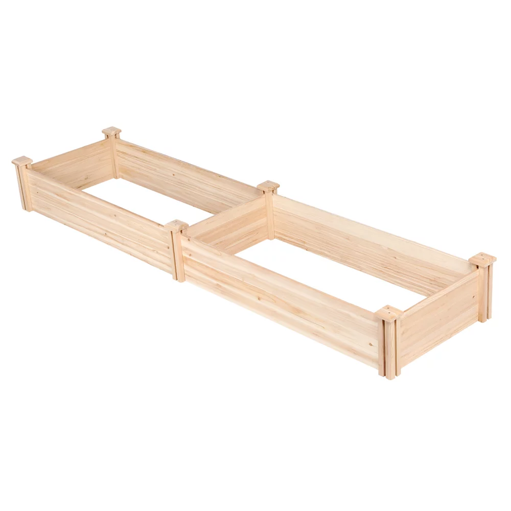 Easyfashion Wooden Raised Garden Bed,  96.7 x 24.6 x 10.6inch (L x W x H),Natural Wood