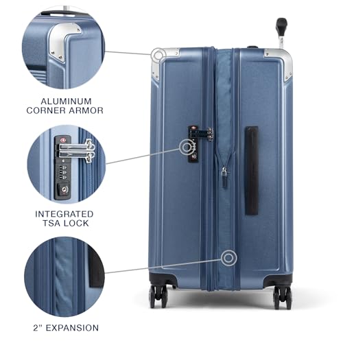 Travelpro Platinum Elite Hardside Expandable Carry on Luggage, 8 Wheel Spinner, TSA Lock, Hard Shell Polycarbonate Suitcase, Metallic Sand, Compact Carry on 20-Inch