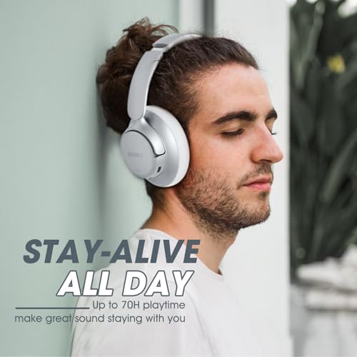 BERIBES Upgraded Hybrid Active Noise Cancelling Headphones with Transparent Modes,70H Playtime Bluetooth Headphones Wireless Bluetooth with Mic, Deep Bass,3.5MM Cable,Soft-Earpads,Fast Charging-Black