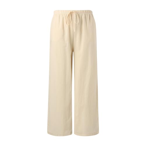 Stripped Pants Women High Waisted Wide Leg Pants Drawstring Elastic Trousers Comfy Straight Sweats with Pockets