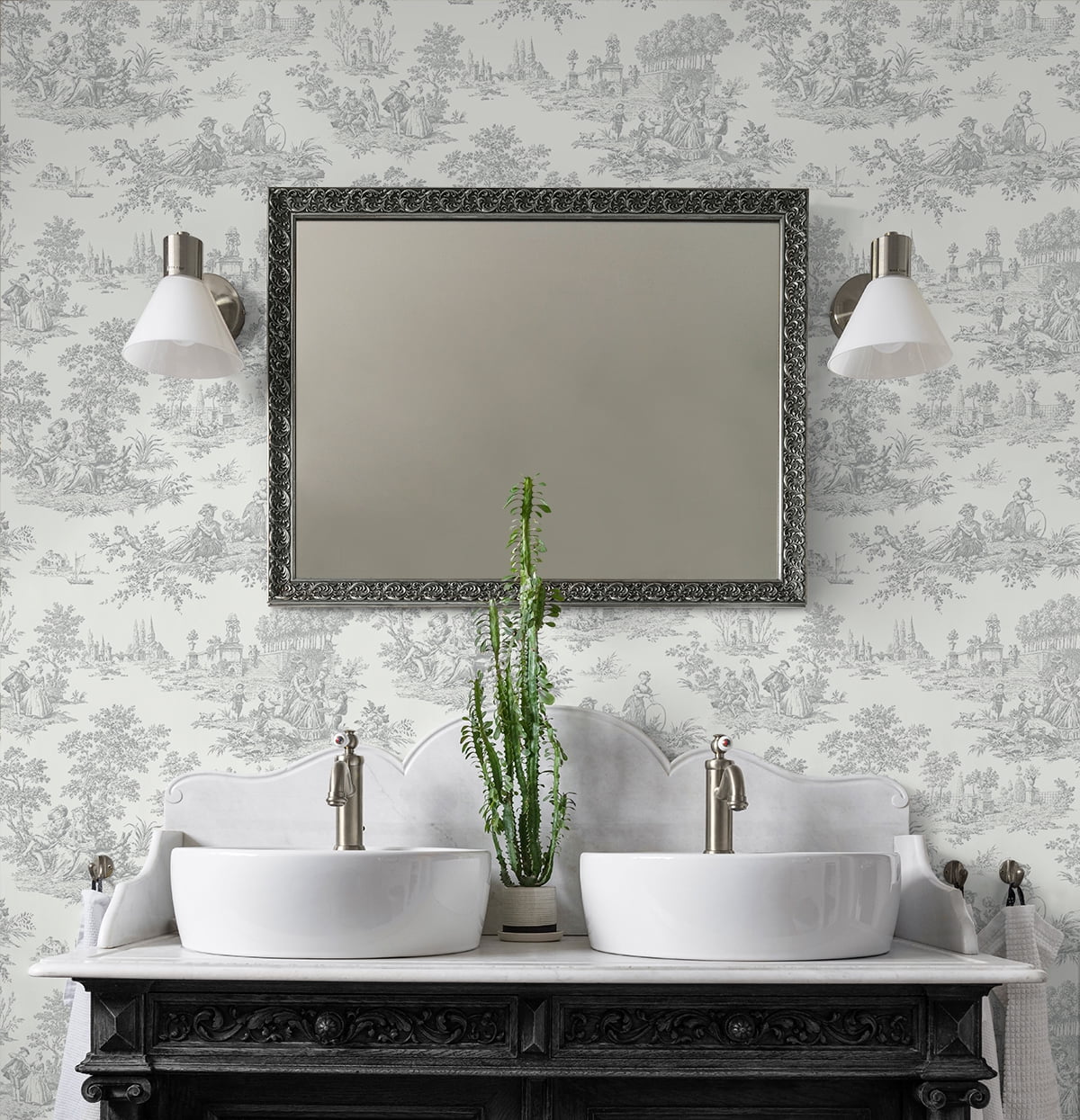 NextWall Argos Grey Chateau Toile Peel and Stick Wallpaper