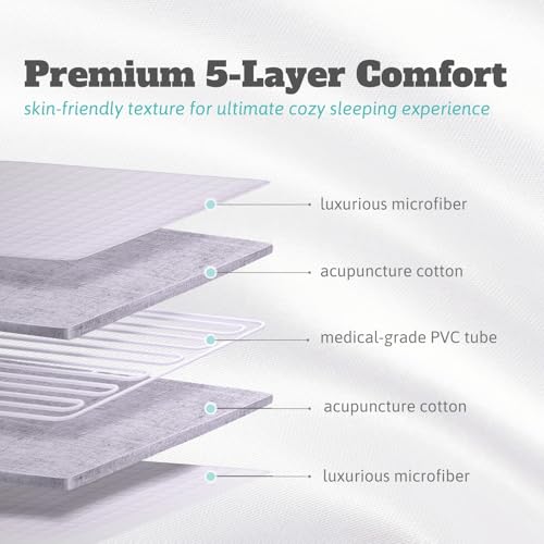 AquaPad CozyFlow Mini Water Heated Mattress Pad, 3 YR AquaCare, UL499 Tested, No Electric Wire, All Digital, AirQuiet 2.0 Technology, Smart, Smooth, Hydro Heat (Queen)