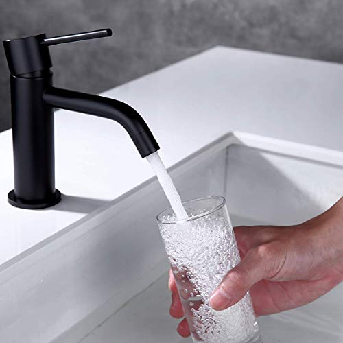 Brushed Gold Vessel Sink Faucet with Pop Up Drain and Supply Lines, Stainless Steel Gold Vanity Faucet Single Hole, JXMMP Single Handle Bathroom Faucet Gold, JXM1001BG