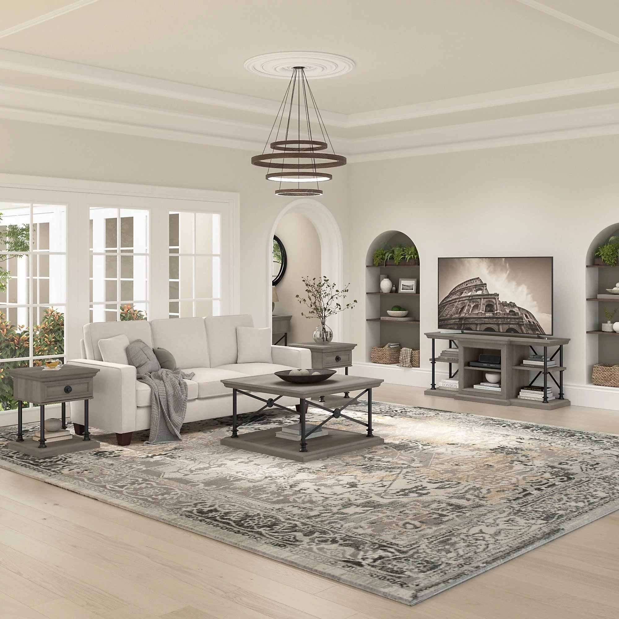 Bush Furniture Coliseum TV Stand with Coffee Table and End Tables by