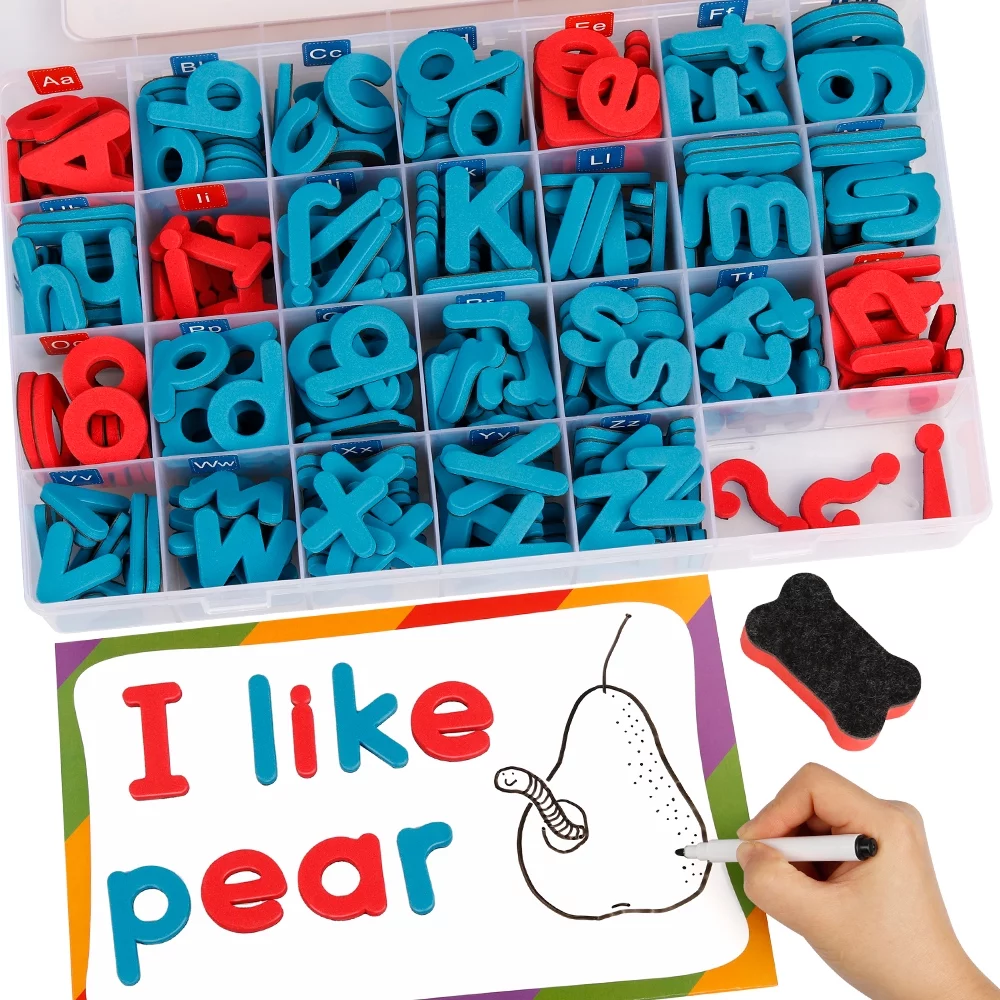 Coogam Magnetic Letters Learning Toys ,208 Pcs with Magnetic Board and Storage Box for 3 Years Old