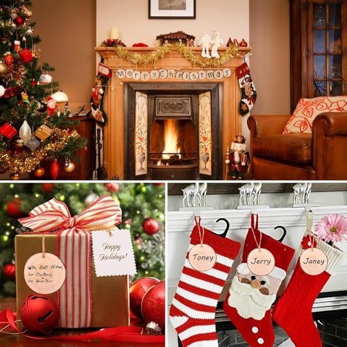 Fuyit Natural Wood Slices 30 Pcs 2.4-2.8 Inches Craft Wood Kit Unfinished Predrilled with Hole Wooden Circles Tree Slices for Arts and Crafts Christmas Ornaments DIY Crafts