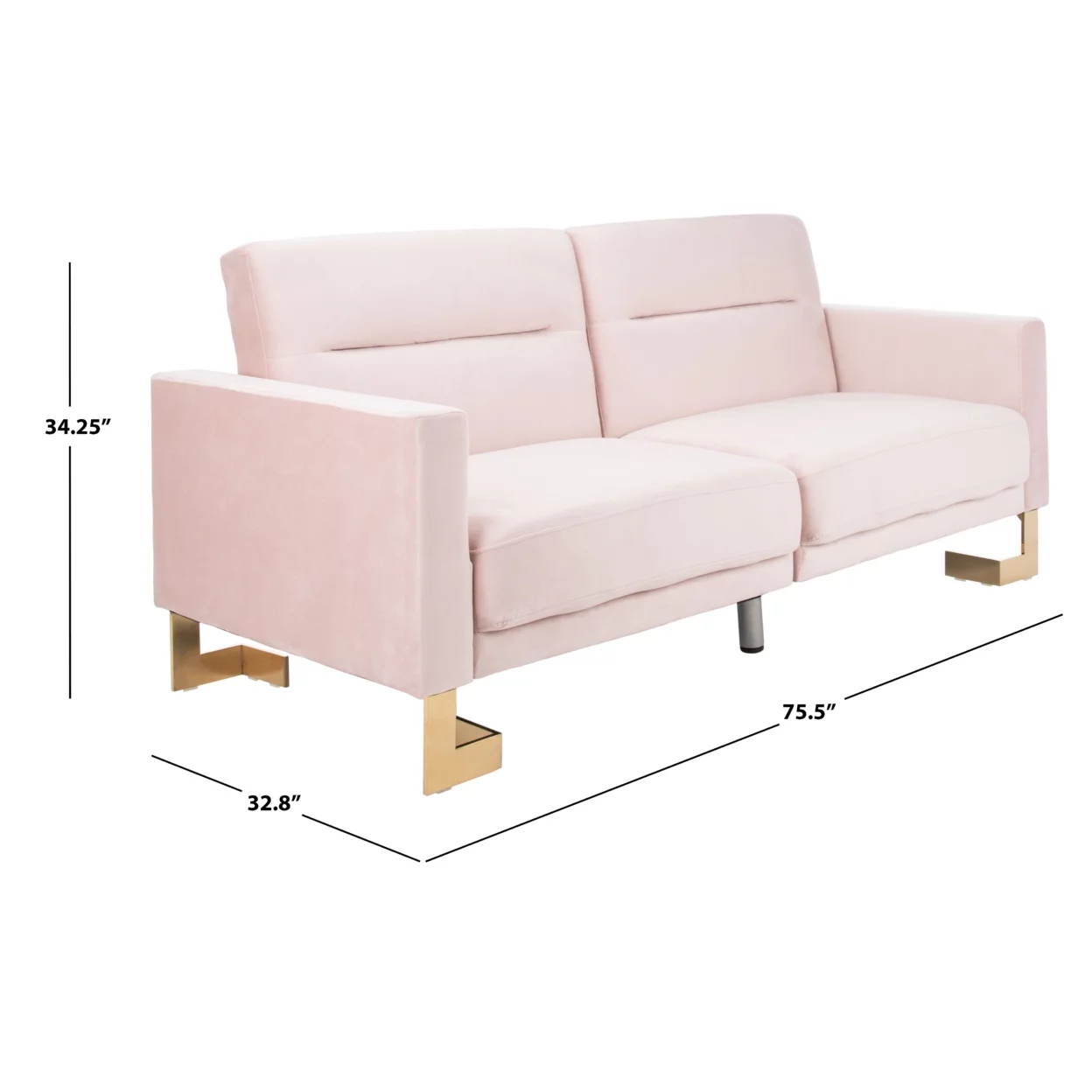 SAFAVIEH Tribeca Foldable Sofa Bed Blush / Brass