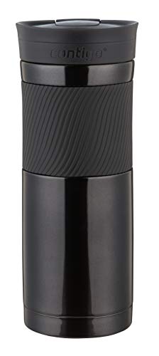 Contigo Byron Snapseal Travel Mug, Stainless Steel Thermal Mug, Vacuum Flask, Leakproof Tumbler, Coffee Mug with BPA Free Easy-Clean Lid, 590 ml, Black