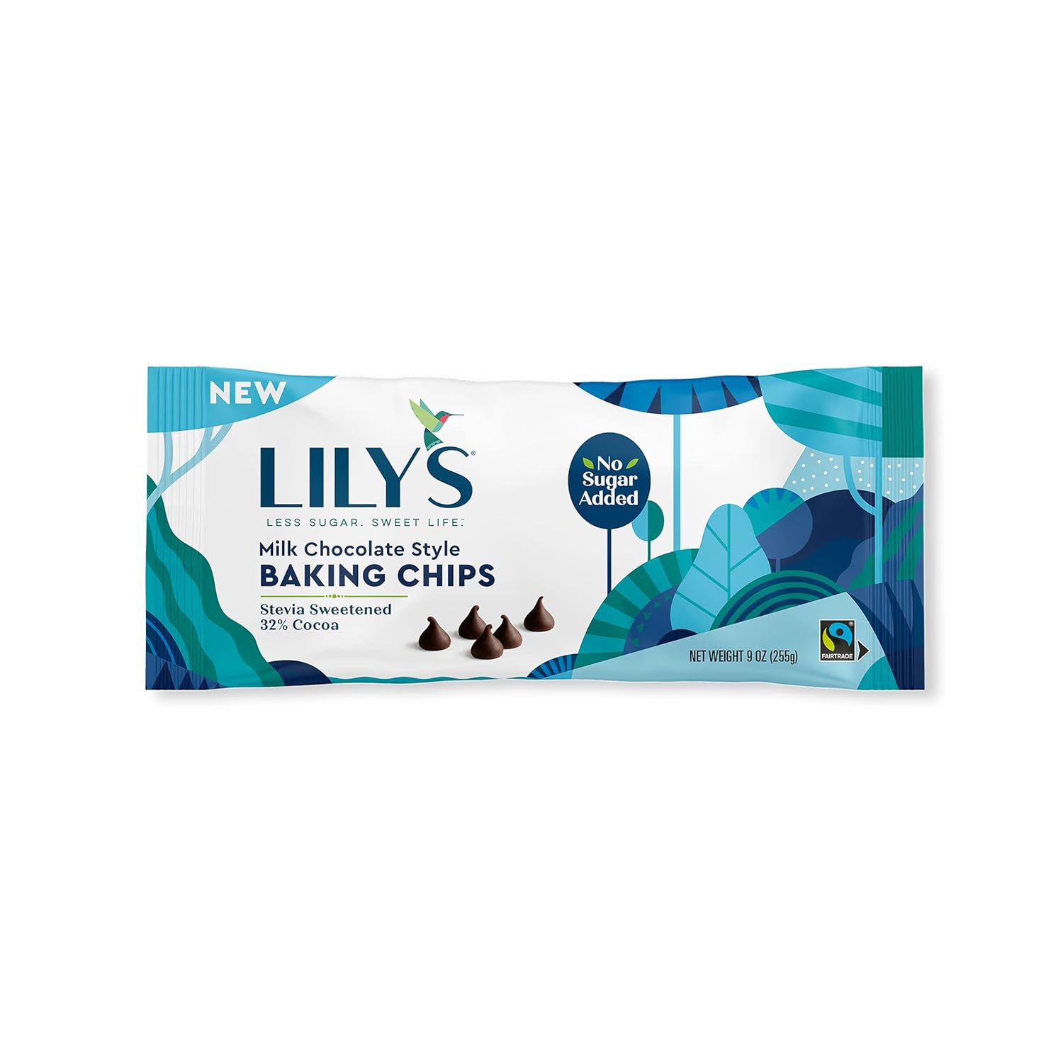 LILY'S Milk Chocolate Style No Sugar Added Baking Chips, Gluten Free, Bulk, 9 oz Bags (3 Pack)