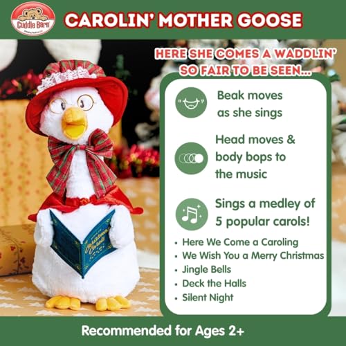 Cuddle Barn - Carolin' Mother Goose | Animated Musical Singing Christmas Caroling Soft Plush Toy, 14 inches