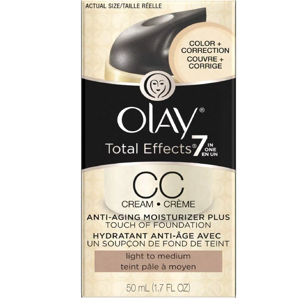 OLAY Total Effects 7 In One Anti-Aging Moisturizer + Touch Of Foundation Light To Medium 1.7 oz Pack of 4