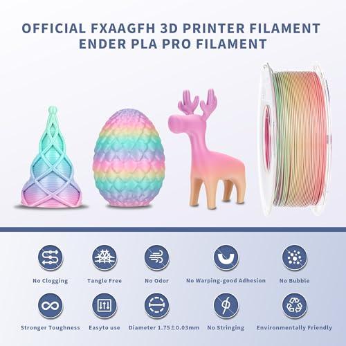 Rainbow 3D PLA Printer Filament 1.75 mm, Matte 3 D PLA Printing Print Filament +/-0.03mm, 1kg/2.2lbs
