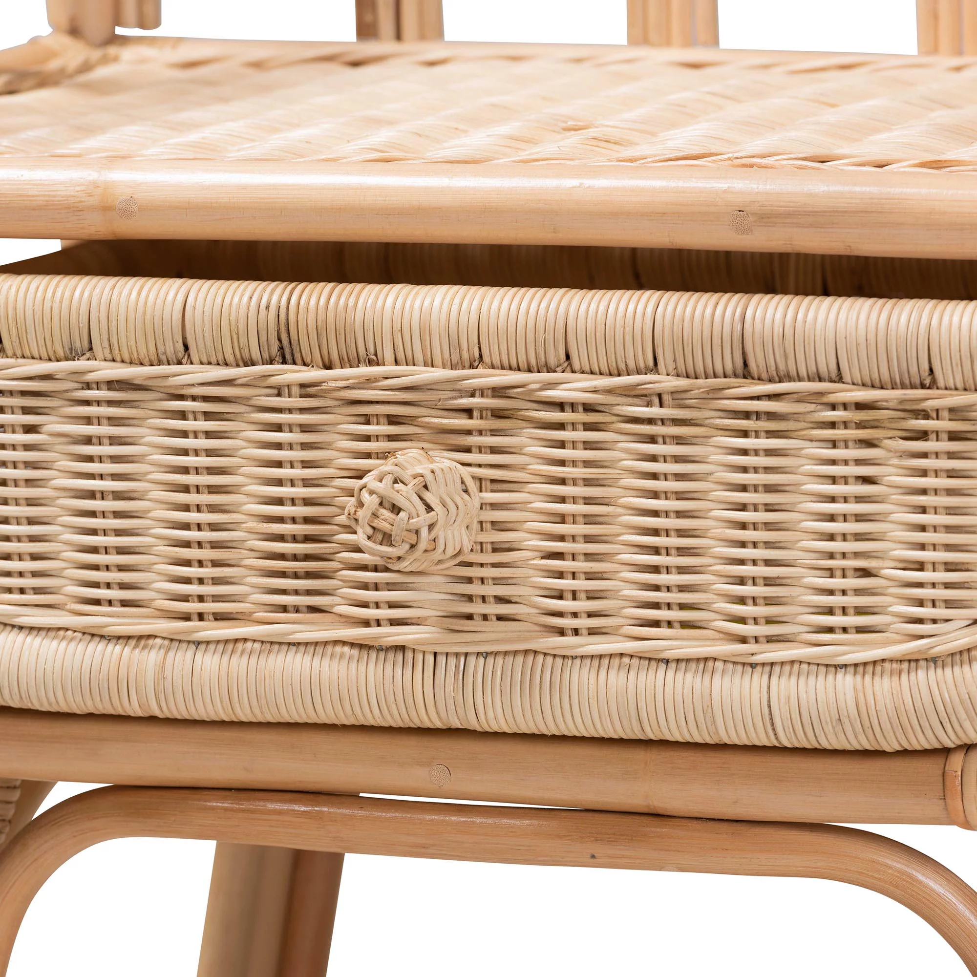 bali & pari Panchali Modern Bohemian Natural Brown Rattan Nightstand