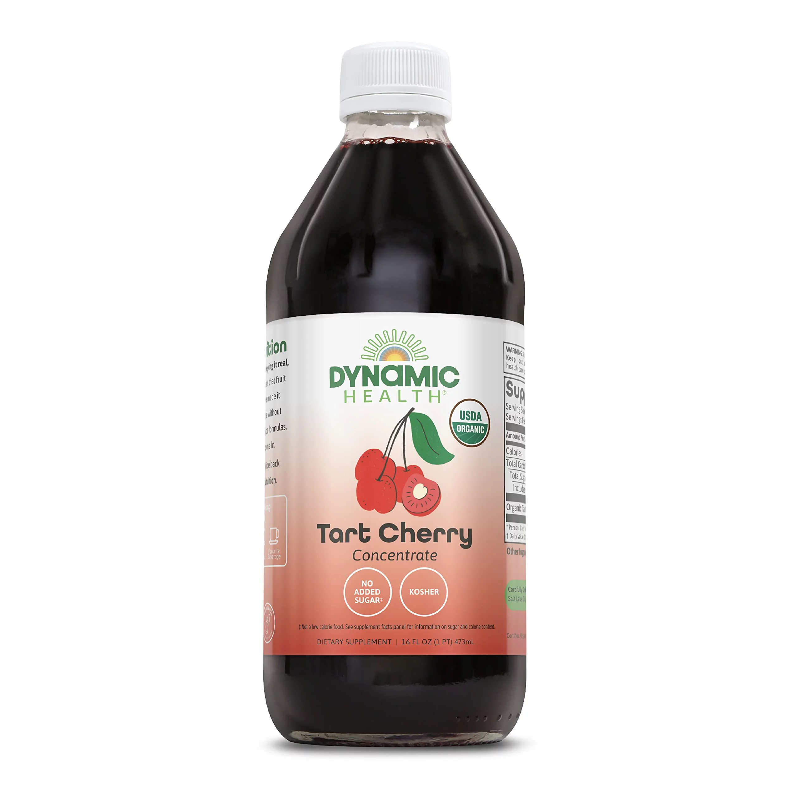 Dynamic Health Organic Tart Cherry Juice, Unsweetened 100% Juice Concentrate, Antioxidants Supplement, No Sweeteners Or Additives, Vegan, Gluten Free, Bpa Free, 16 Oz
