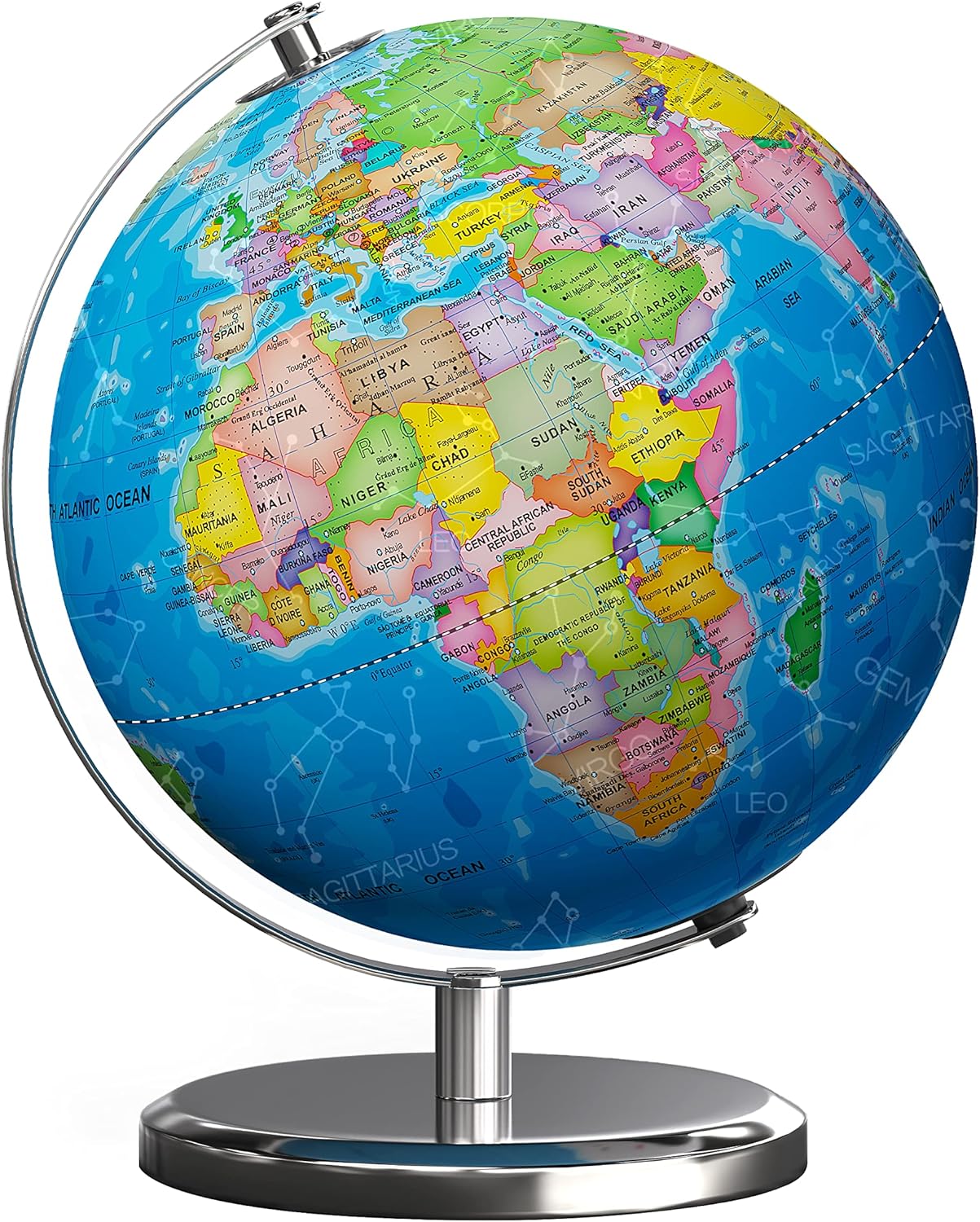 Illuminated World Globe with Stand, 9