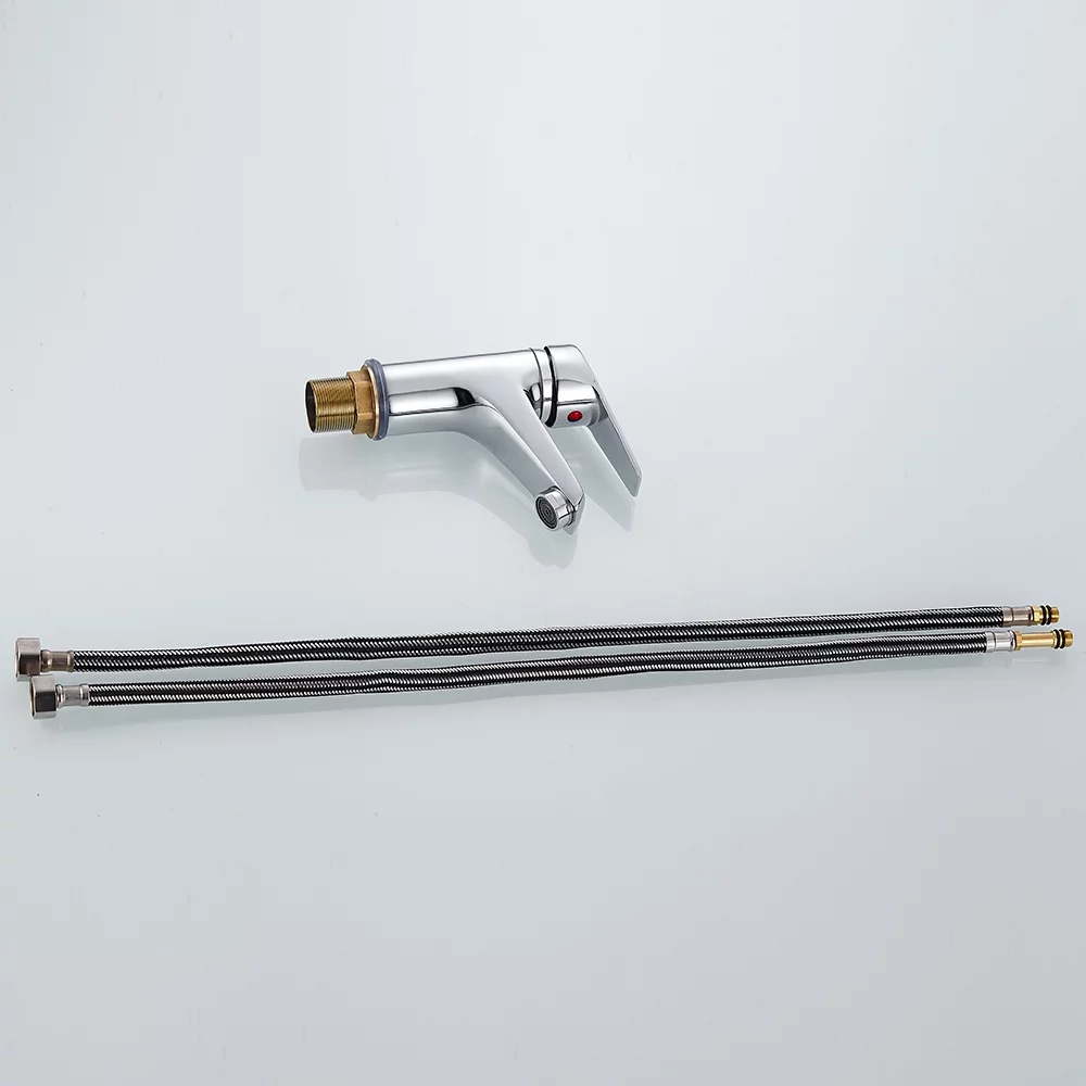 HOTBEST Single Handle Bathroom Sink Faucet, Stainless Steel Single Handle Modern Vanity Faucet, Silver