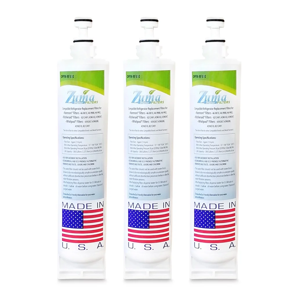 ZUMA Brand , Water and Ice Filter , Model # OPFW-RF300 , Compatible with Thermador® 00491849 - 3 Pack - Made in U.S.A.