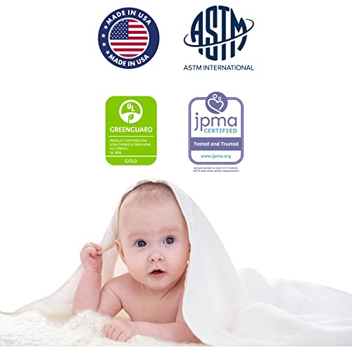 Dream On Me Asheville 4” Firm Fiber Crib And Toddler Mattress | Waterproof | GreenGuard Gold Certified | Dual-Sided Mattress | Grey Embossed Cover | Lightweight Reversible Design