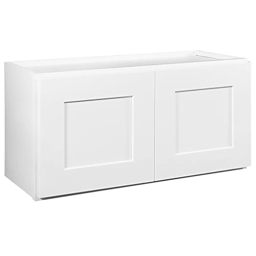 Brookings Shaker Unassembled Bridge Wall Kitchen Cabinet W3018, 30 W x 12 D x 18 H, Painted White with Sherwin Williams®, Solid Wood – Design House, 561662