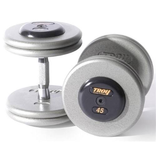 Troy Barbell Hfdc-060r Pro-Style Fix Dumbbells with Gray Plates and Rubber End Cap - 60 Pounds - Sold as Pairs