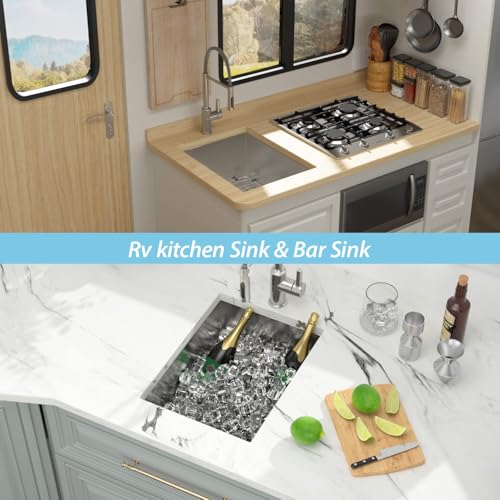 Kichae 12“ Deep Laundry Sink Undermount - 24 Inch Black Undermount Utility Sink Stainless Steel Single Bowl Under Counter Handmade Laundry Utility Room Basin