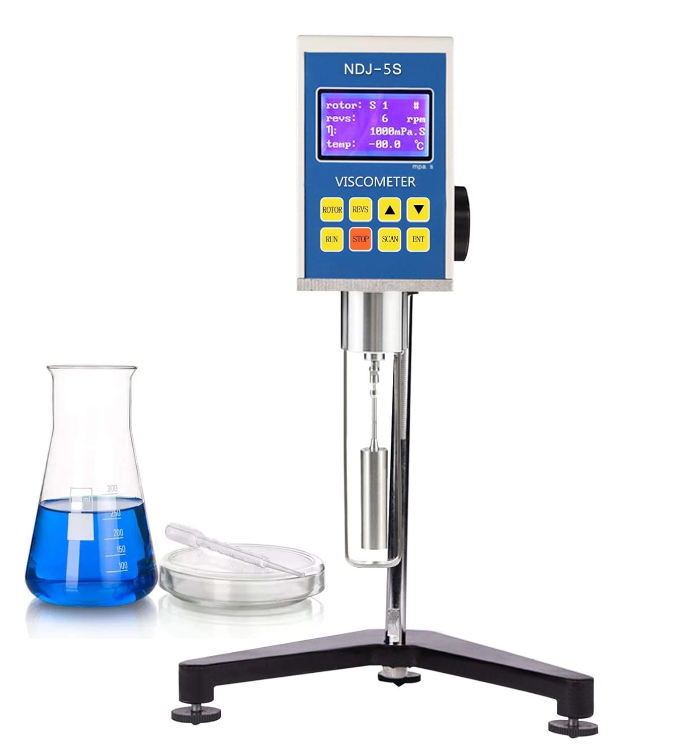 Digital Rotary Viscometer with Temp. Probe 10-6, 000,000 mPa.s Viscosity Meter Tester with Data Communication and Printing Software, ±3% 110V