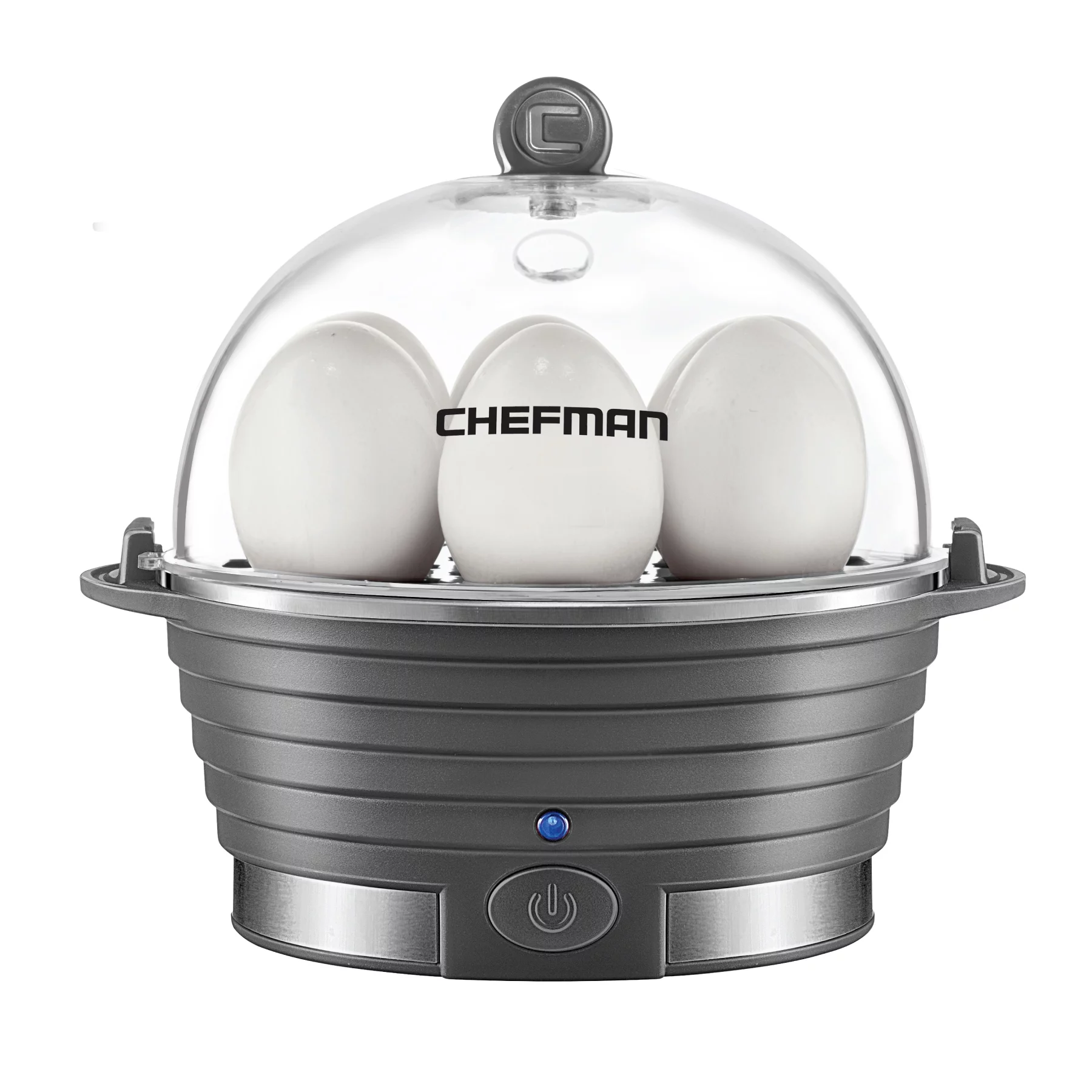 Chefman Electric Rapid Egg Cooker, Holds 6 Eggs, Poaching & Omelet Tray - Grey, New