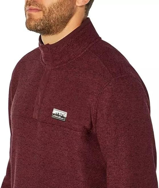 Eddie Bauer Men's Classic Fit Long Sleeve Knit Fleece Sweater (Heather Tawny Port, L)