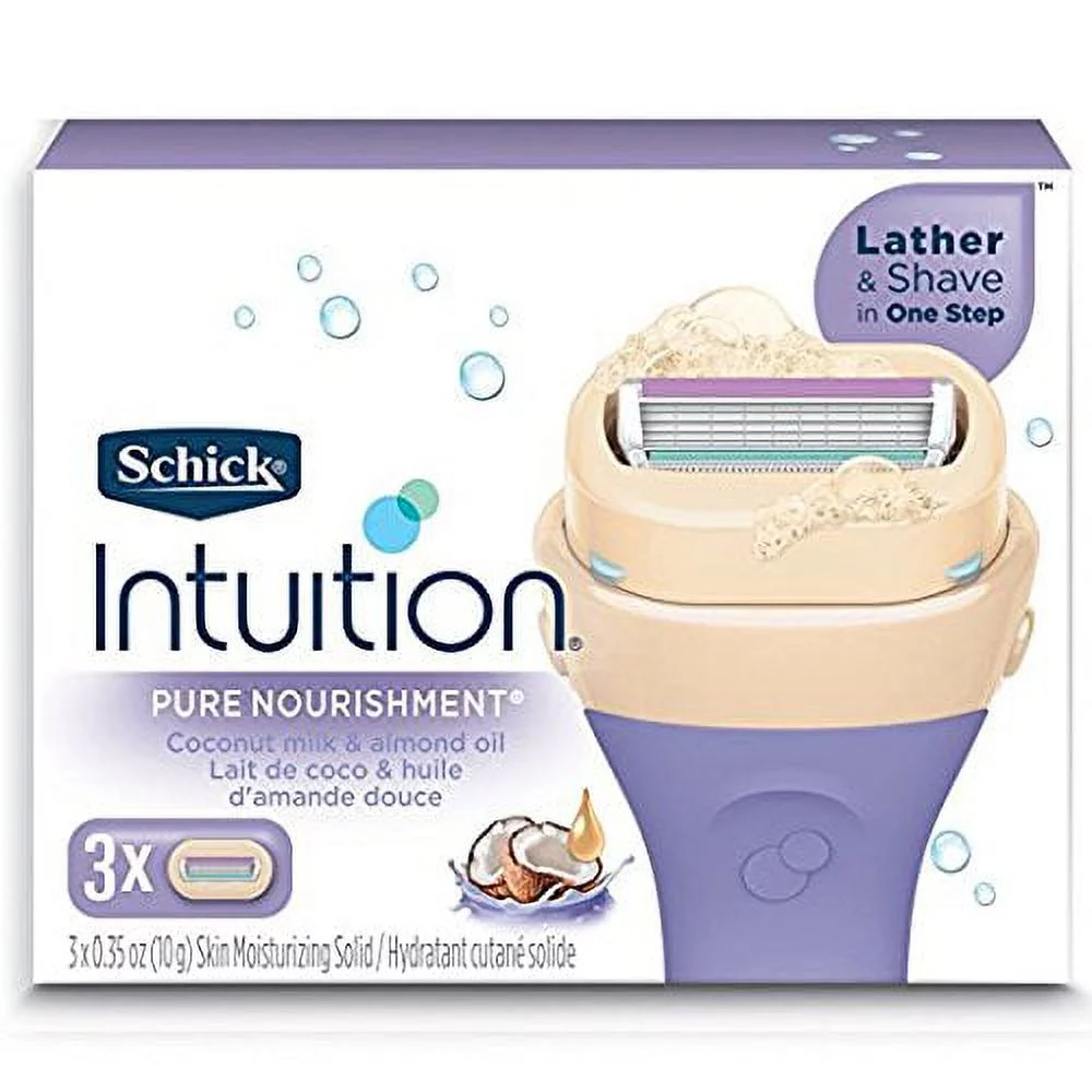 Schick Intuition Pure Nourishment Womens Razor Refills with Coconut Milk and Almond Oil, 12 count