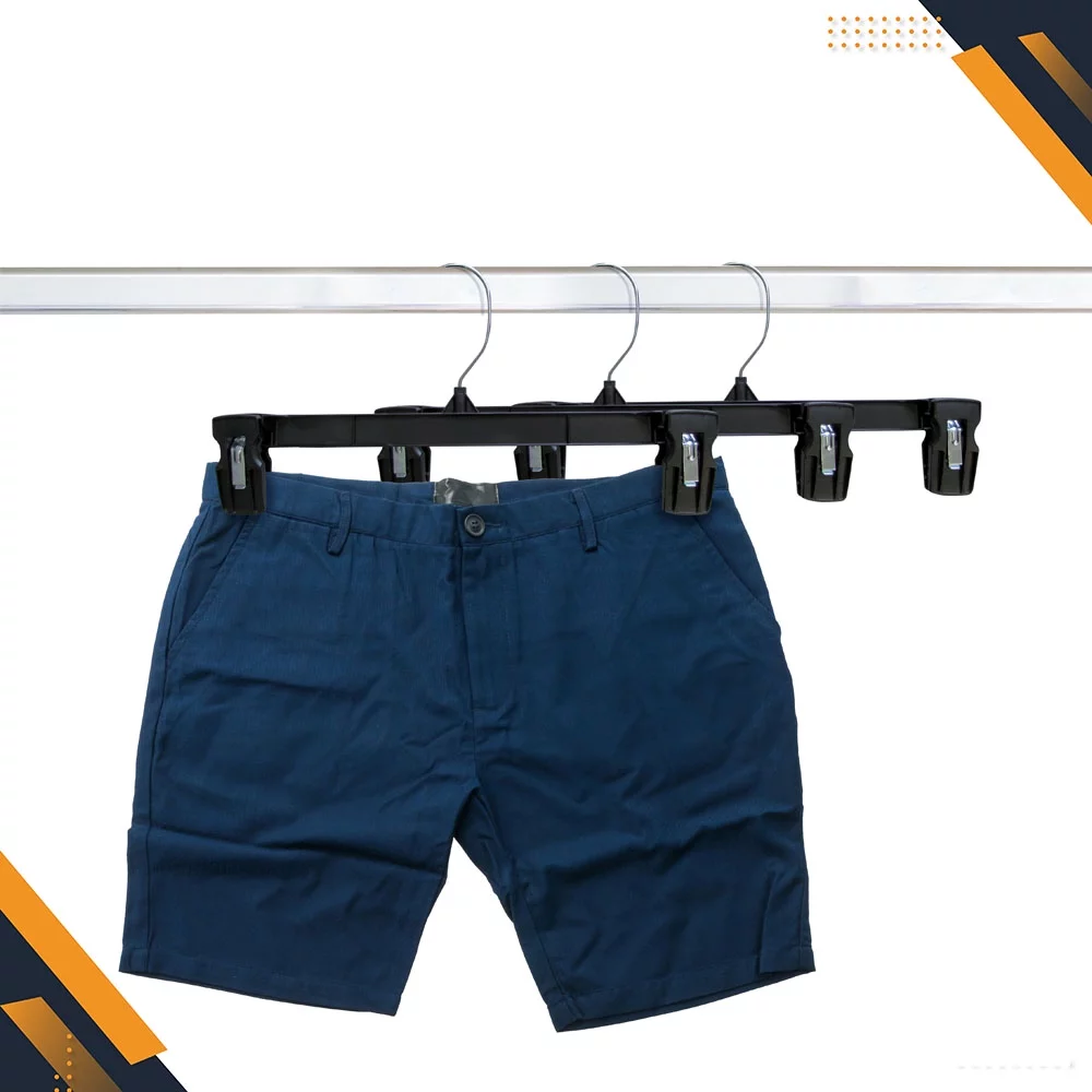 Hanger Central Recycled Black Heavy Duty Plastic Pants & Skirt Bottom Hangers with Padded Pinch Clips and Polished Metal Swivel Hooks, 14 Inch, 50 Pack