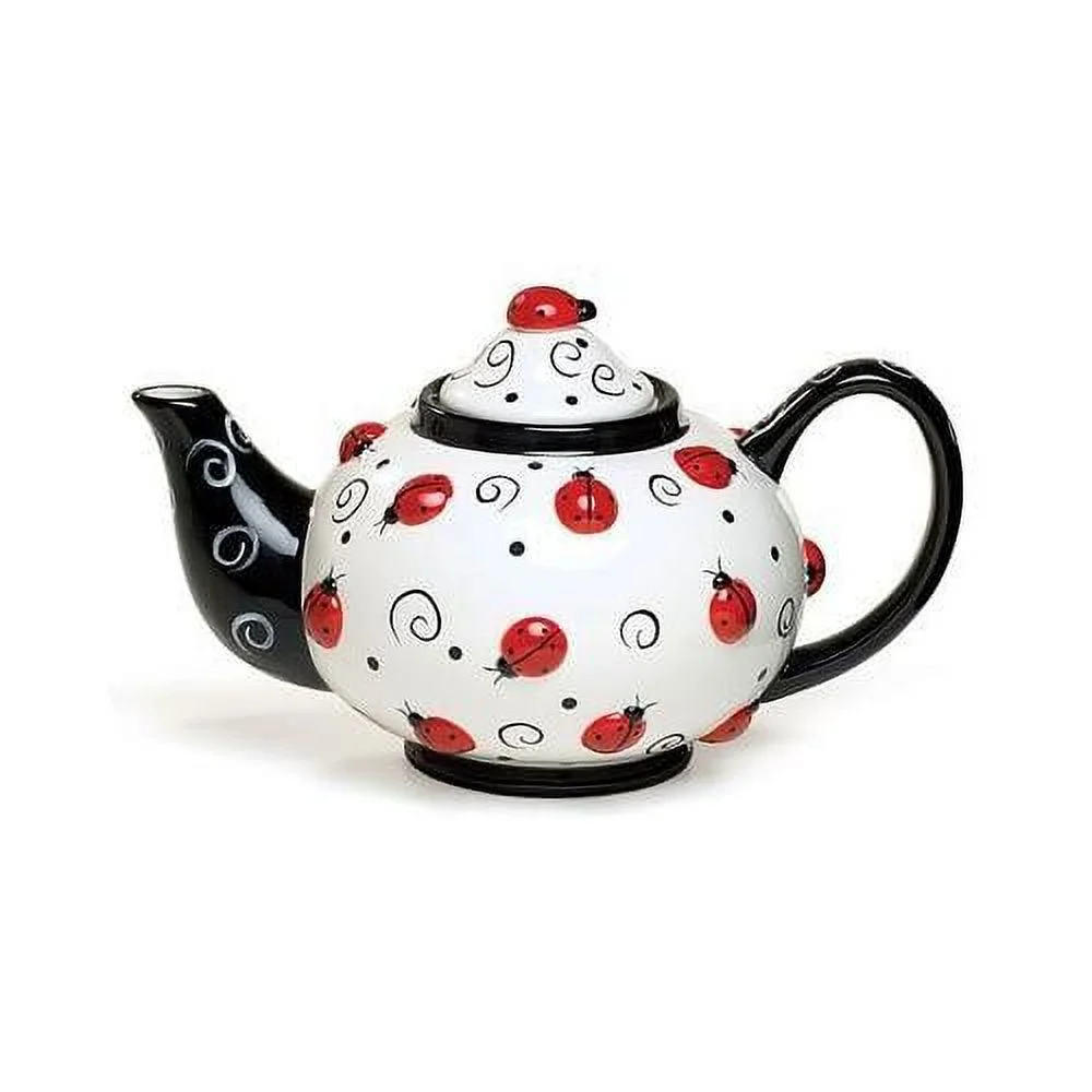 Burton & Burton Ladybug With Swirls Teapot For Kitchen Decor And Teas (604877)