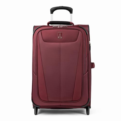 Travelpro Maxlite 5 Softside Expandable Upright 2 Wheel Carry on Luggage, Lightweight Suitcase, Men and Women, Burgundy, Carry On 22-Inch