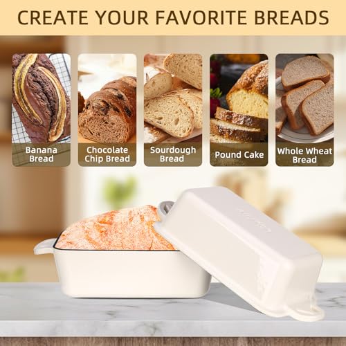 9x5 Enameled Cast Iron Loaf Pan with Lid - 2 in 1 Homemade Sourdough Bread Baking Pan