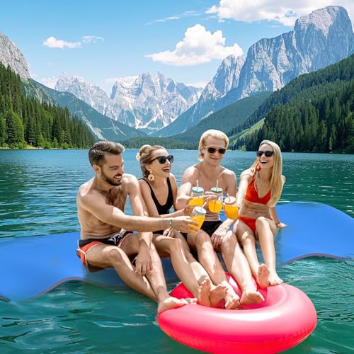 Floating Water Mat for Lake, 9/12/18 FT Lilly Pad for Adults and Kids Recreation and Relaxing, Ocean, Beach, Pool, Swimming, Sunbathing, Family Parties(Blue)
