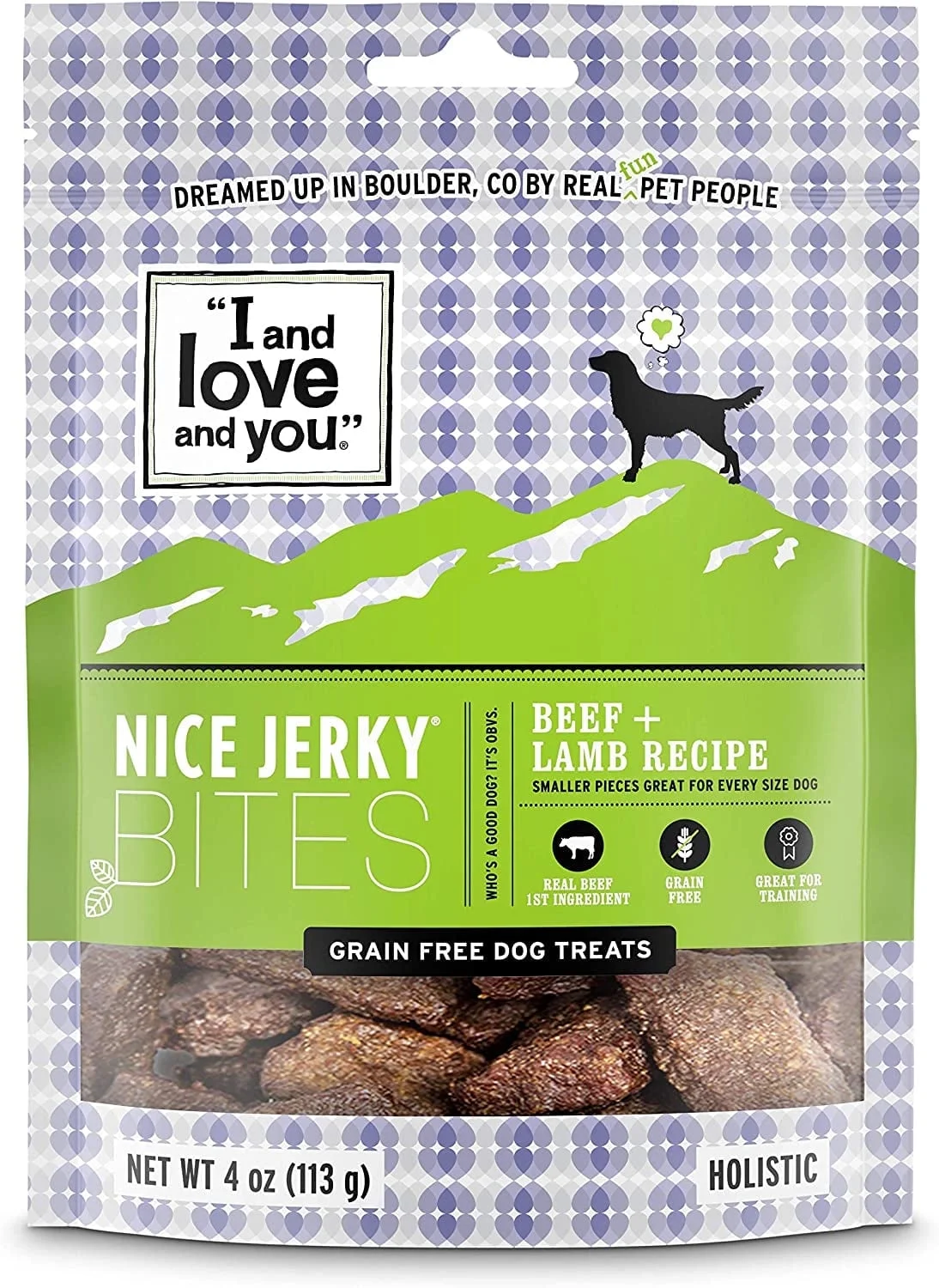 I and Love and You Nice Jerky Bites Beef Lamb Recipe 4 oz Pack of 4