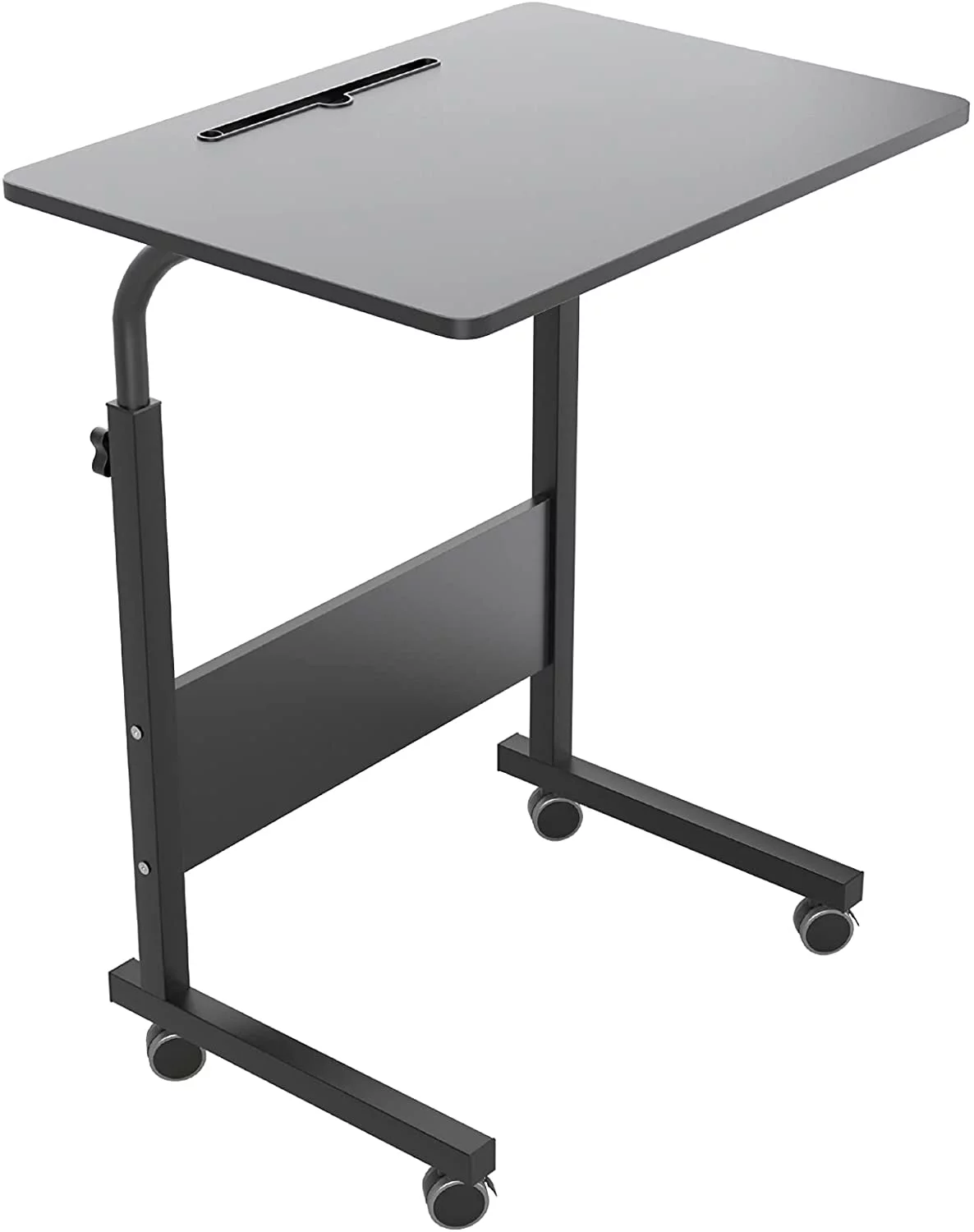 SogesPower C-Shaped Side End Table with Wheels, Mobile Office Desk, 23.6