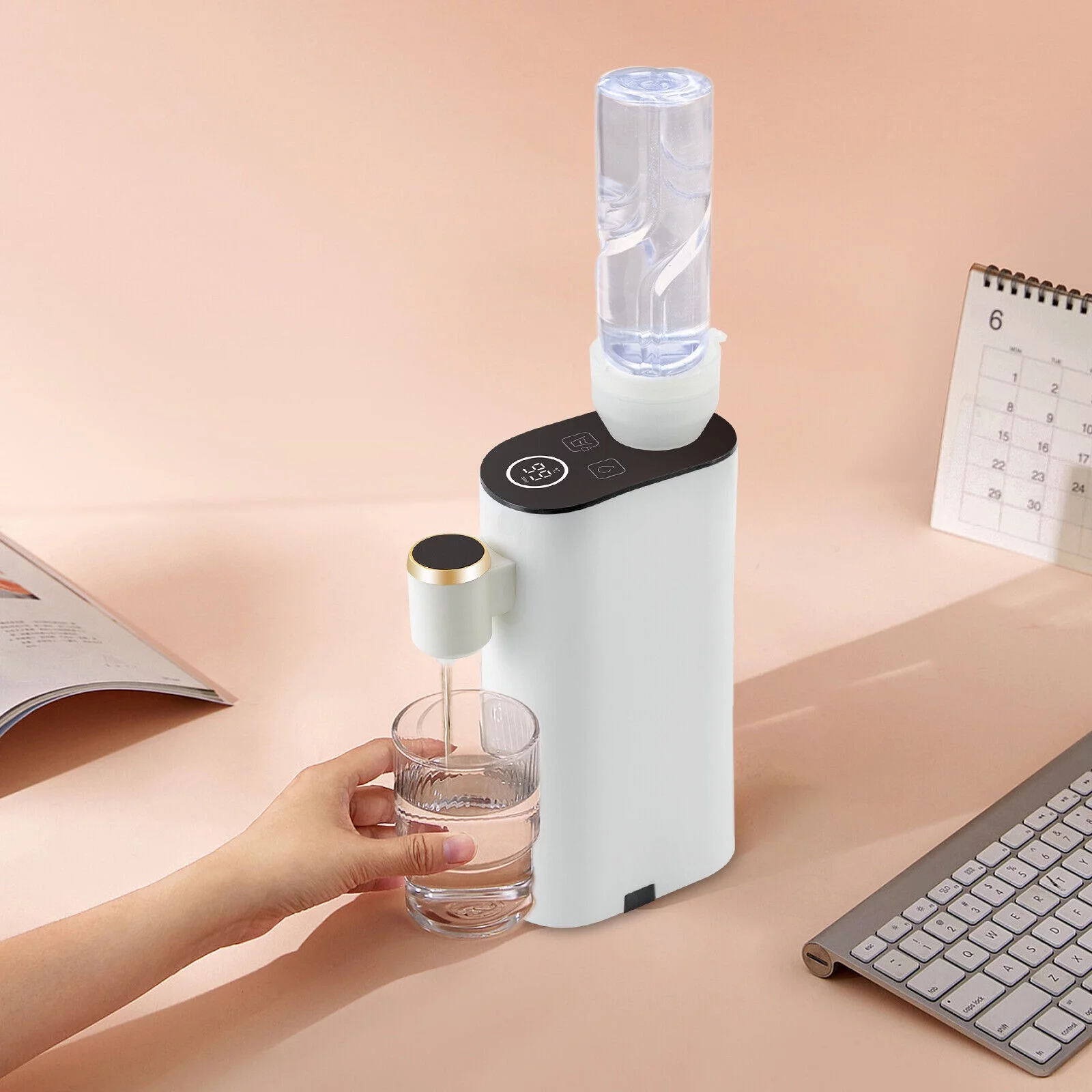 Miumaeov Countertop Instant Hot Water Dispenser Electric Mineral/Bottled Water Dispenser 0.21/0.32QT Top Loading Water Cooler Drinking Machine