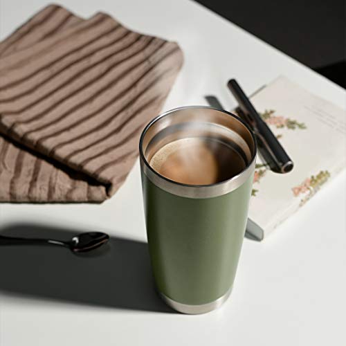 DOMICARE 20oz Stainless Steel Tumbler Bulk with Lid, Double Wall Vacuum Insulated Travel Mug, Powder Coated Coffee Cup, Powder Black, 8 Pack