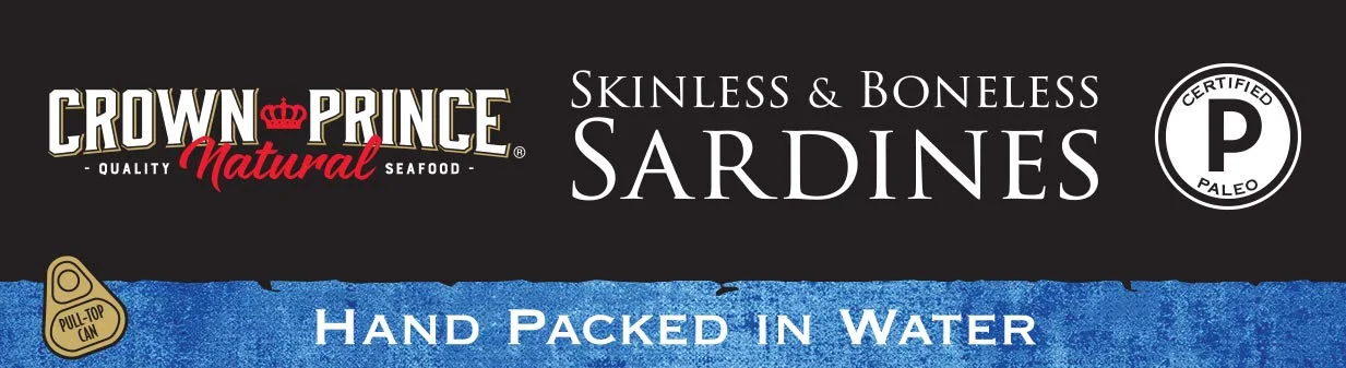 Crown Prince Natural Skinless & Boneless Sardines in Water, 4.37-Ounce Cans (Pack of 12)