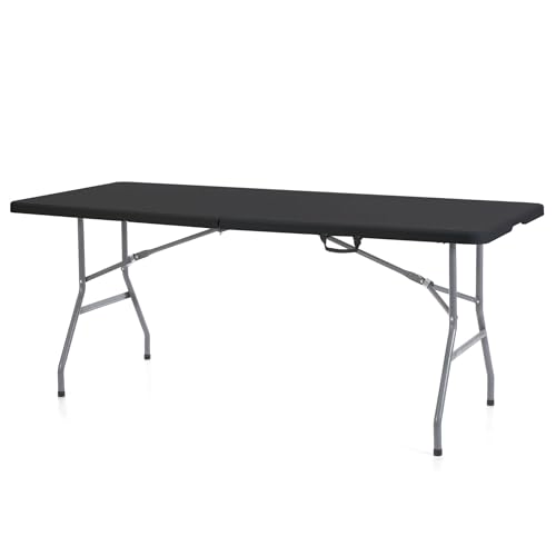 8 Foot Folding Banquet Table, Folding Plastic Indoor/Outdoor Desk, White