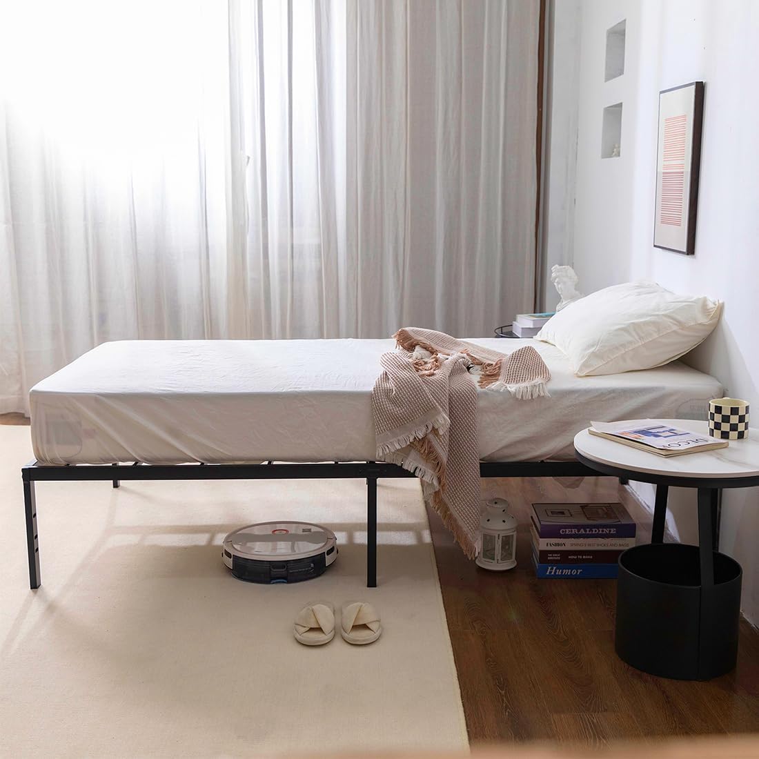 Twin XL Metal Platform Bed Frame,Heavy Duty Metal Platform Bed Frames with Storage Space Under Frame, Sturdy Steel Slat Support,No Box Spring Needed,Easy Assembly, Noise Free,Black