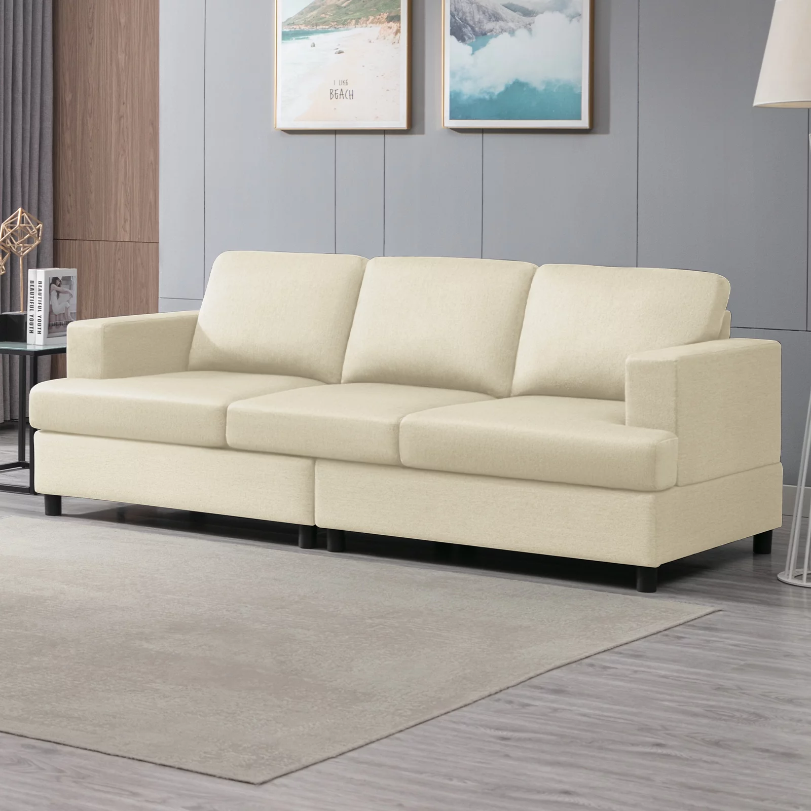 MUZZ Fabric 3-Seater Sofa, 90.1
