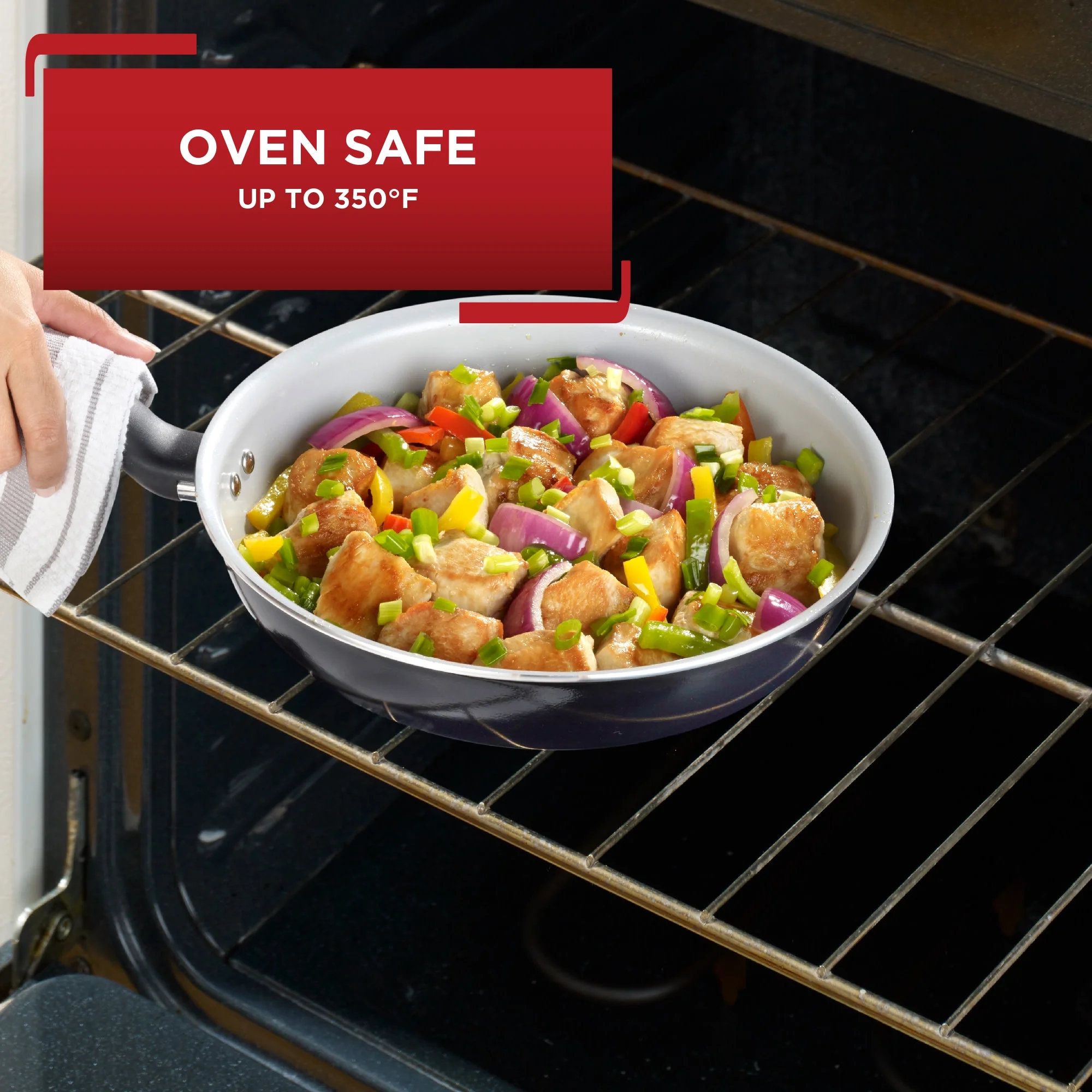 T-Fal Initiatives Ceramic Cookware 14 Piece Set Black