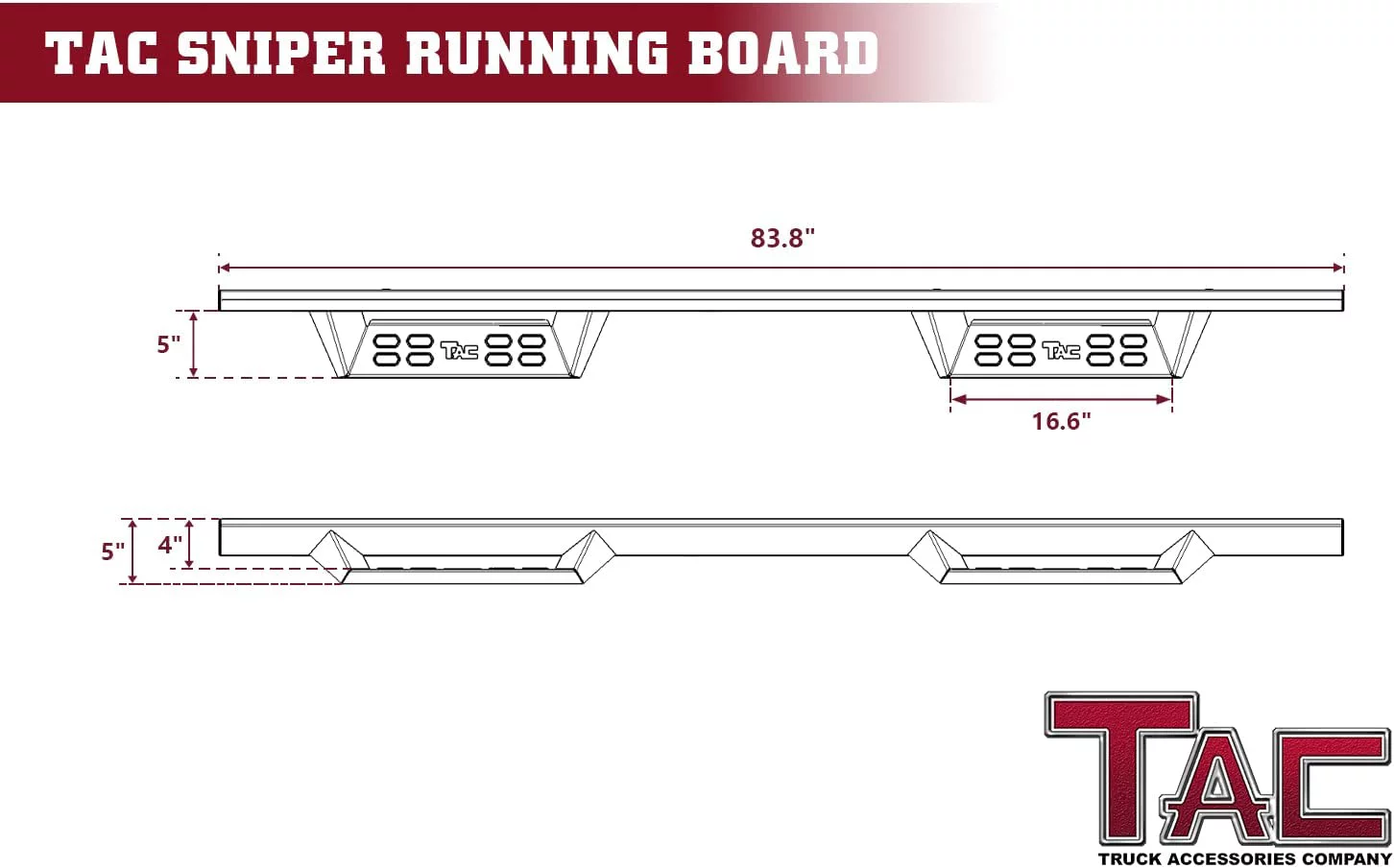 TAC Sniper Running Boards Fit 2009-2018 Dodge RAM 1500 | 2010-2024 RAM 2500/3500 Crew Cab | 2019-2023 RAM 1500 Classic 4