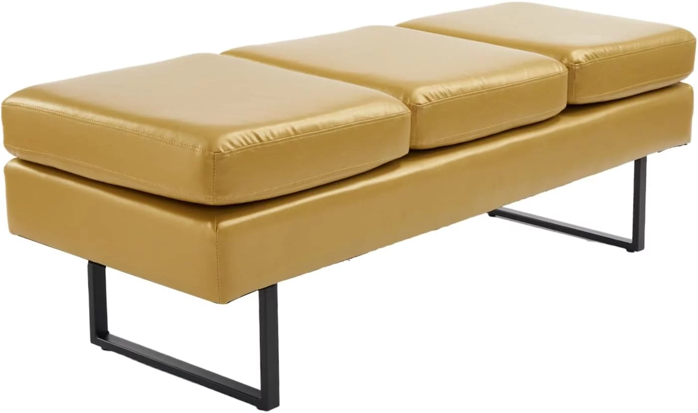 OmySalon Waiting Room Bench Seating, Salon Reception Chairs 3 Seats Upholstered, 59.5''Heavy Duty Guest Lobby Chairs, Faux Leather Settee, Office Beauty Barbershop Furniture