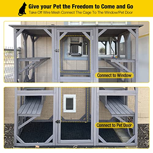 Aivituvin Catio Outdoor Cat Enclosure Large Cat House for Mulitiple Cats Walk in Kitty Cage with Tarp Roof 70